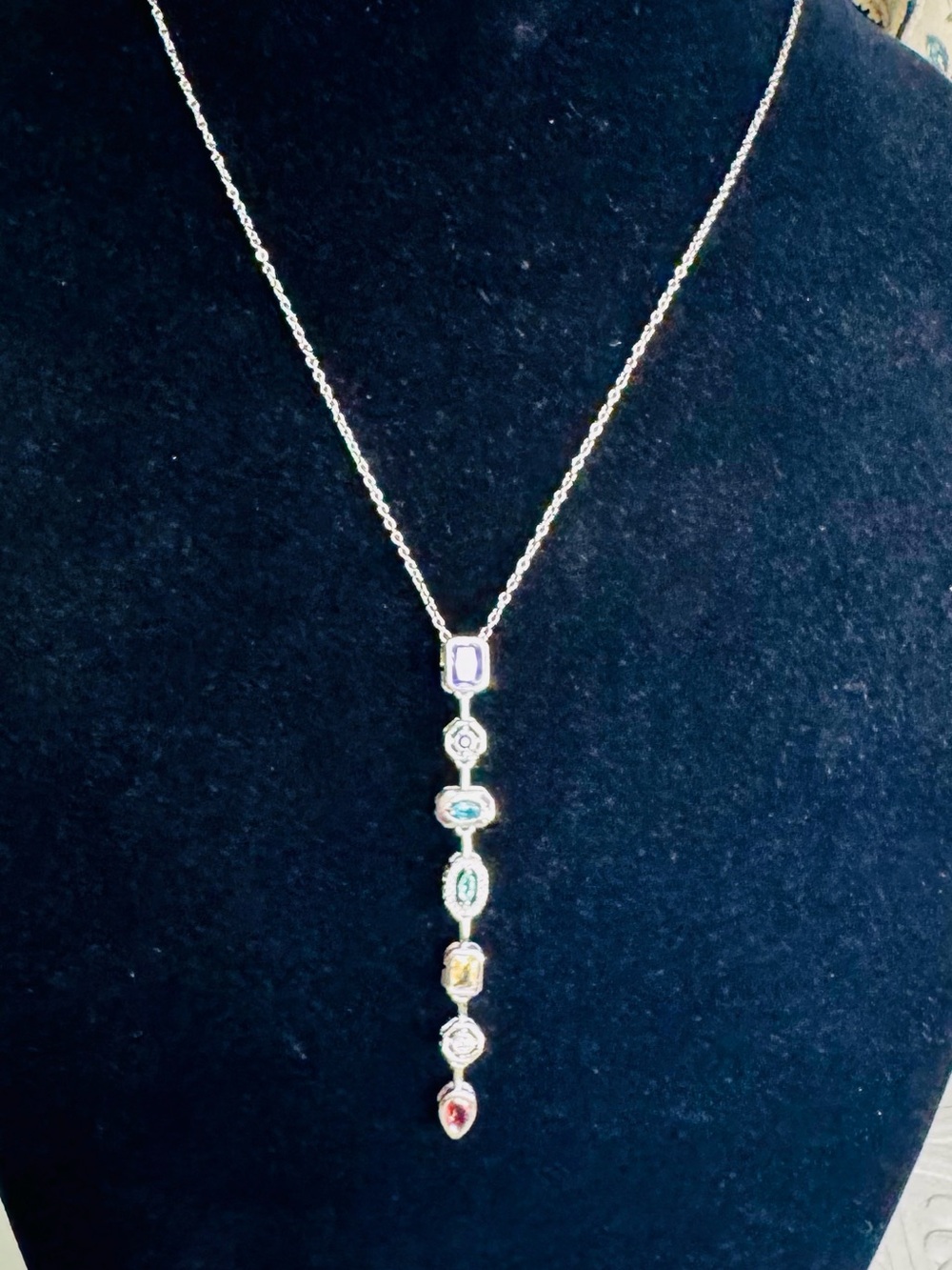 🌈Fancy Pride Milti-Gemstone 12” (Adj) Silver Necklace